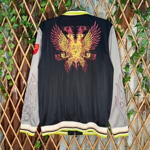Vintage Y2K dragonfly grunge 00s flame zip up track jacket